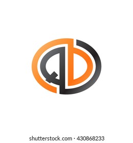 QD initial letters looping linked ellipse logo orange black
