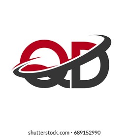 QD initial logo company name colored red and black swoosh design, isolated on white background. vector logo for business and company identity.