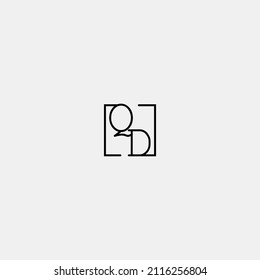 QD initial logo in line concept in high quality professional design that will be best for companies