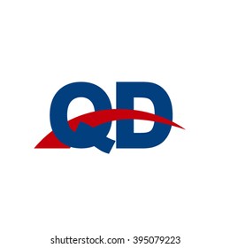 QD initial overlapping swoosh letter logo blue red