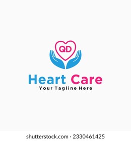QD initials hand care icon business template logo vector