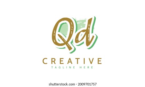 QD Initials, handwriting logo vector