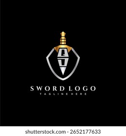 monograma de luxo da letra QD para imagem de estilo escudo e espada