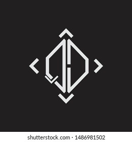 QD Logo Abstrac letter Monogram with Arrow in every side isolated on black background
