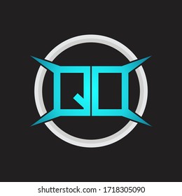 QD Logo monogram with circle and four taper shape design template