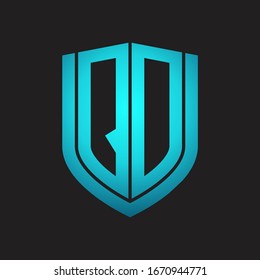 QD Logo-Monogramm mit Emblem-Schild-Design einzeln auf schwarzem Hintergrund
