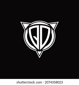 QD-Logo-Monogramm einzeln auf Kreisform und drei Pfeildesign-Vorlage