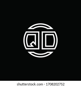 QD-Logo-Monogramm mit negativem Platzkreis, abgerundete Design-Vorlage