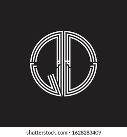 QD Logo monogram triple ribbon style line design template isolated on black background