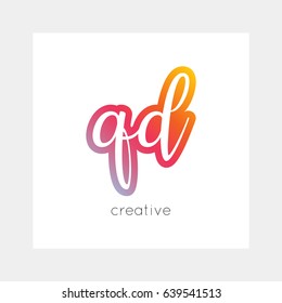 QD logo, vector. Useful as branding, app icon, alphabet combination, clip-art.
