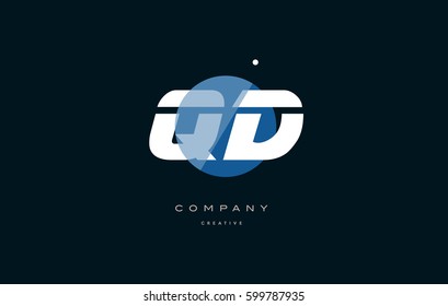 qd q d  blue circle dot big font alphabet company letter logo white design vector icon template 