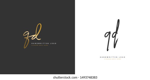 QD Q D Initial handwriting or handwritten logo for identity. Logo with hand drawn style.