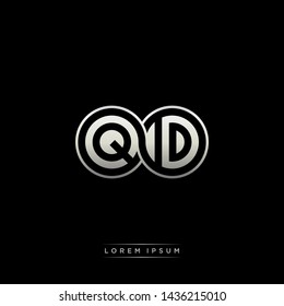 QD Q D initial letter linked circle capital monogram logo modern template silver color edition