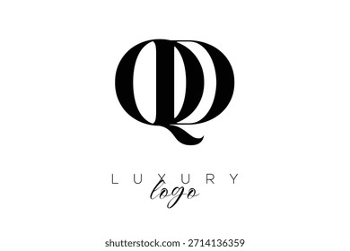 Logotipo de la tipografía del monograma de la letra de QD Serif para la identidad elegante de la marca de Premium