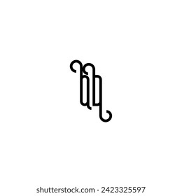 QD simple curved concept initial logo design black and white background