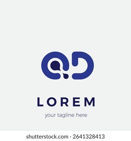 QD vector logo
with blue water drop concept. Suitable for company logos in the marine, mineral, or environmental fields.