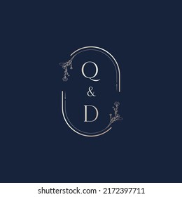 Cartas iniciales del logotipo de la boda QD en un diseño profesional de alta calidad que se imprimirán en cualquier medio impreso