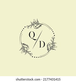Cartas iniciales del logotipo de la boda QD en un diseño profesional de alta calidad que se imprimirán en cualquier medio impreso