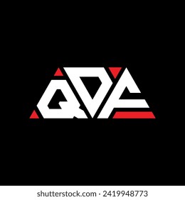 QDF triangle letter logo design with triangle shape. QDF triangle logo design monogram. QDF triangle vector logo template with red color. QDF triangular logo Simple, Elegant, and Luxurious design.
