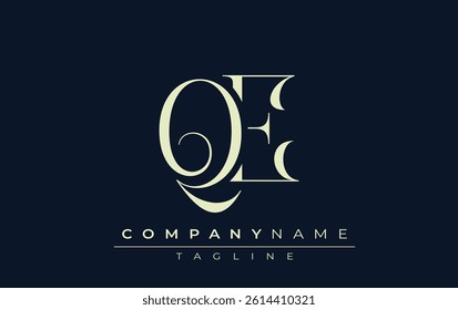 QE abstract Logo. Elegantly Designed Minimalist Monogram Logo with Stylish Lettering. Sophisticated and sleek minimalist monogram showcasing unique lettering design.