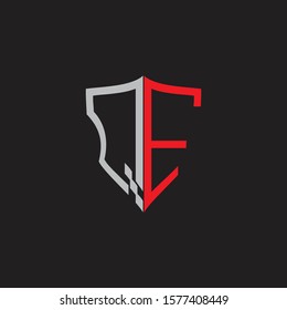 QE Abstract logo monogram with shield elements isolated on black background