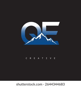 QE Creative Mountain Logo Bold Gradient Letter mark Branding Design for Business Outdoor Brands
