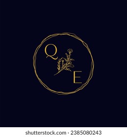 QE elegant wedding initial logo in high quality professional design that will print well across any print media