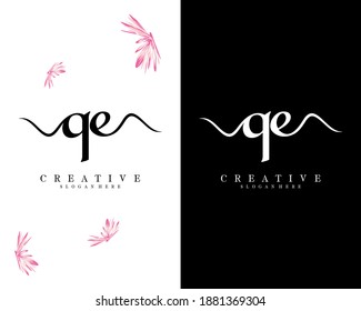 qe, eq letter or text handwriting logo design business