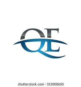 QE initial company blue swoosh logo