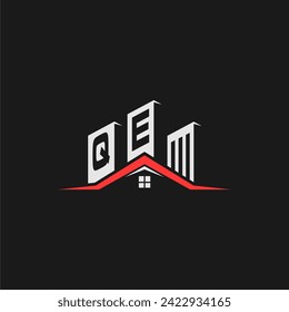 QE Construcción inicial Vector de diseño del logotipo de la casa