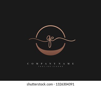 QE initial handwriting logo template vector