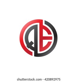 QE initial letters looping linked circle logo red black