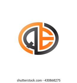 QE initial letters looping linked ellipse logo orange black