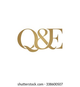 Q&E Initial logo. Ampersand monogram golden logo