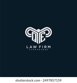 QE Initial Monogramm Logo Anwalt mit Säulendesign