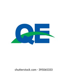 QE initial overlapping swoosh letter logo blue green