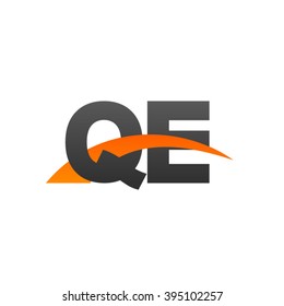 QE initial overlapping swoosh letter logo black orange