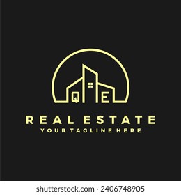 Las iniciales de QE son hogares de la moderna compañía de construcción logo vector.eps