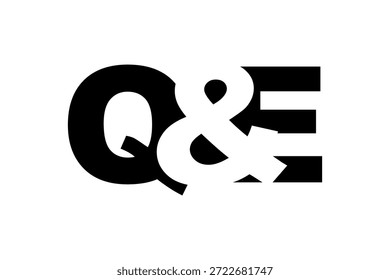 QE logo design in bold style. Black white identity symbol. Modern typography emblem. Corporate branding icon. Minimal business template.