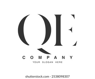 QE logo design. Initial letter q and e serif font style. Creative classic company name typography. Trendy logotype or identity. Vector illustration.