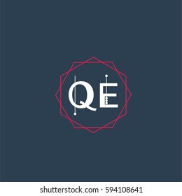 qe logo letter initial, Abstract Polygonal Background Logo, design for Corporate Business Identity,flat icon, Alphabet letter