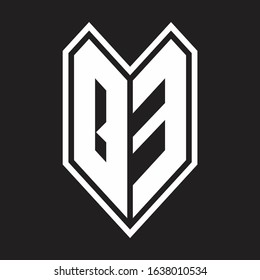 QE Logo monogram with emblem line style isolated on black background