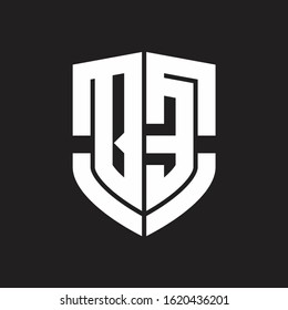 QE Logo monogram with emblem shield shape design isolated on black background