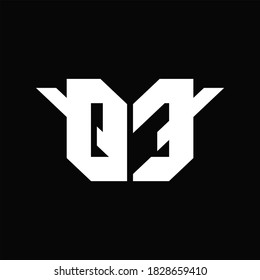 QE Logo monogram with single wings design template on black background