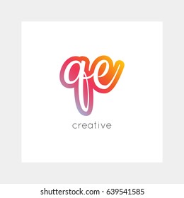 QE logo, vector. Useful as branding, app icon, alphabet combination, clip-art.