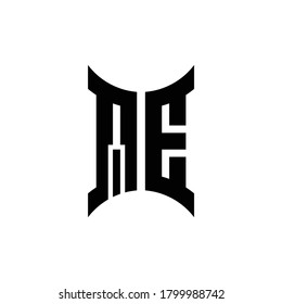 Logo de monograma QE con plantilla de diseño de lado curvo