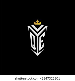 QE monogram logo initial for shield  crown style design