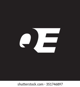 QE negative space letter logo black background