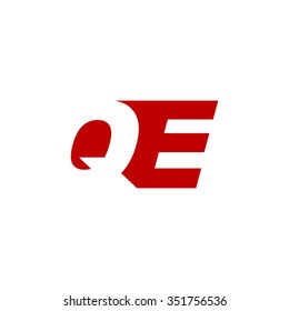 QE negative space letter logo red