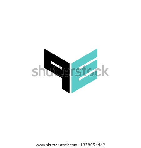 QE / PE Logo Letter Initial With Black and Light Blue Colors